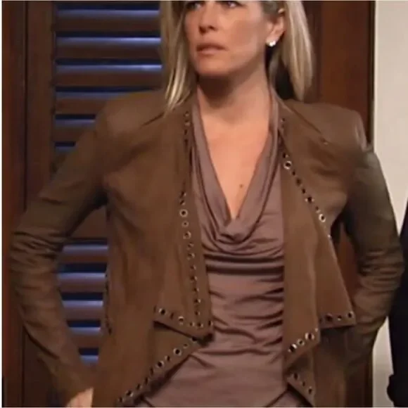 Neiman Marcus Grommet Detail Draped leather Jacket - Picture 3 of 8